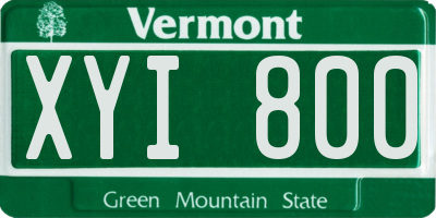 VT license plate XYI800