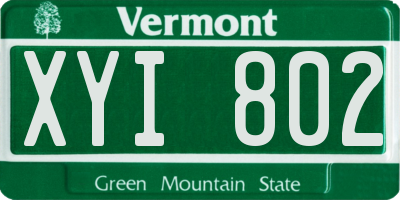 VT license plate XYI802