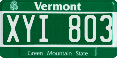 VT license plate XYI803