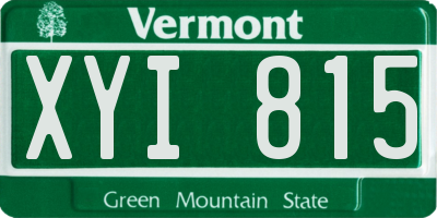 VT license plate XYI815