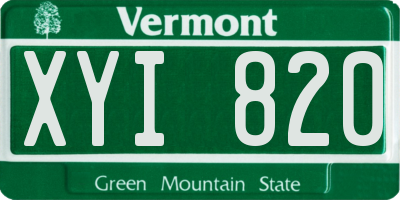 VT license plate XYI820
