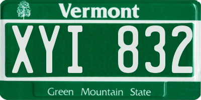 VT license plate XYI832