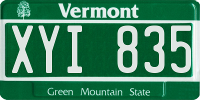 VT license plate XYI835