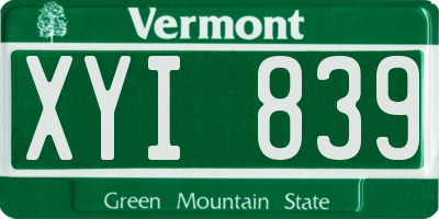 VT license plate XYI839