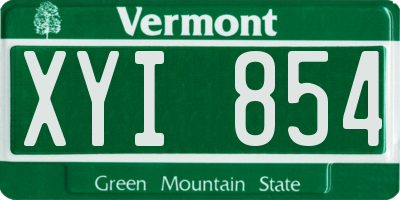 VT license plate XYI854