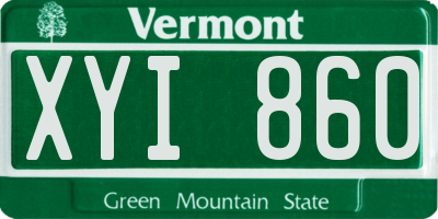 VT license plate XYI860