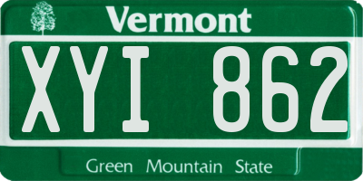 VT license plate XYI862
