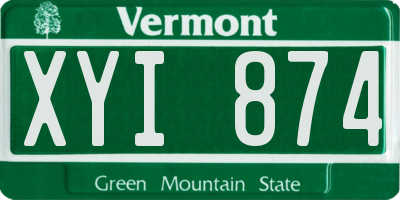 VT license plate XYI874
