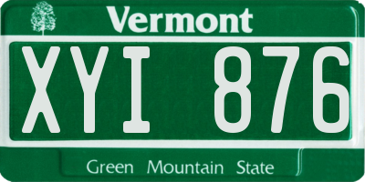 VT license plate XYI876