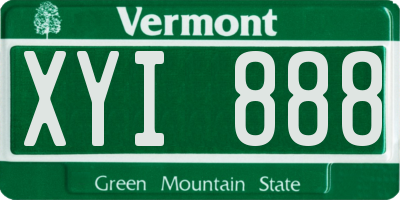 VT license plate XYI888