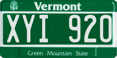 VT license plate XYI920