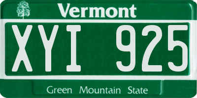 VT license plate XYI925