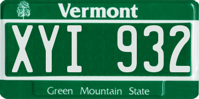 VT license plate XYI932