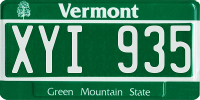 VT license plate XYI935