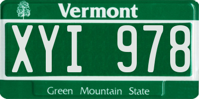 VT license plate XYI978
