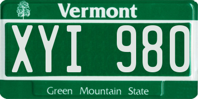 VT license plate XYI980