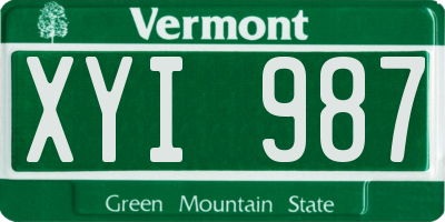 VT license plate XYI987