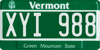 VT license plate XYI988