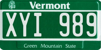 VT license plate XYI989