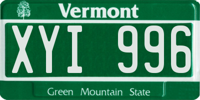 VT license plate XYI996
