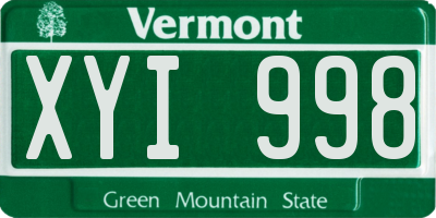 VT license plate XYI998