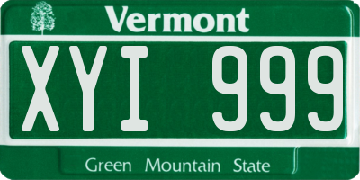 VT license plate XYI999