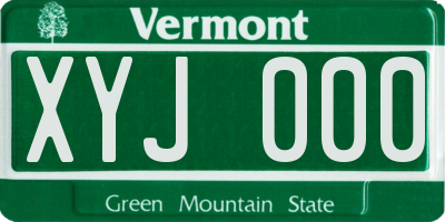VT license plate XYJ000