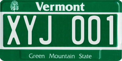 VT license plate XYJ001