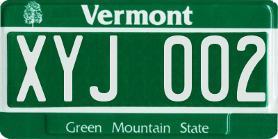 VT license plate XYJ002