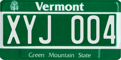 VT license plate XYJ004