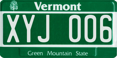 VT license plate XYJ006