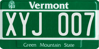 VT license plate XYJ007