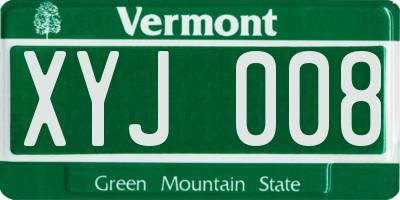 VT license plate XYJ008