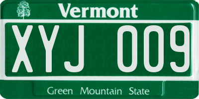 VT license plate XYJ009