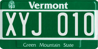 VT license plate XYJ010