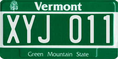 VT license plate XYJ011