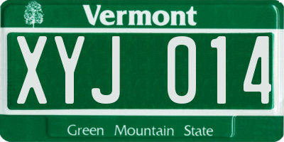 VT license plate XYJ014