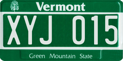 VT license plate XYJ015