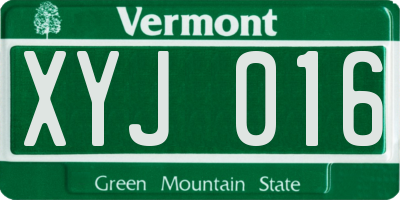VT license plate XYJ016