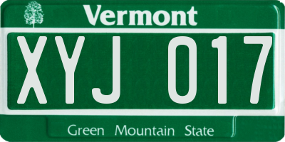 VT license plate XYJ017