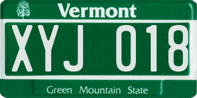 VT license plate XYJ018