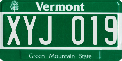 VT license plate XYJ019