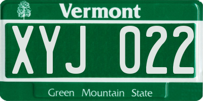 VT license plate XYJ022