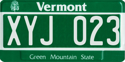 VT license plate XYJ023