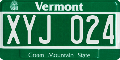 VT license plate XYJ024