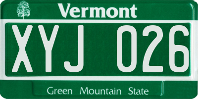 VT license plate XYJ026