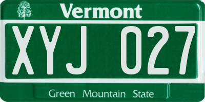 VT license plate XYJ027