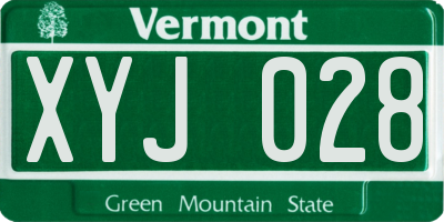 VT license plate XYJ028