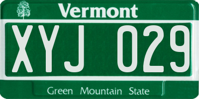 VT license plate XYJ029