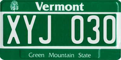 VT license plate XYJ030